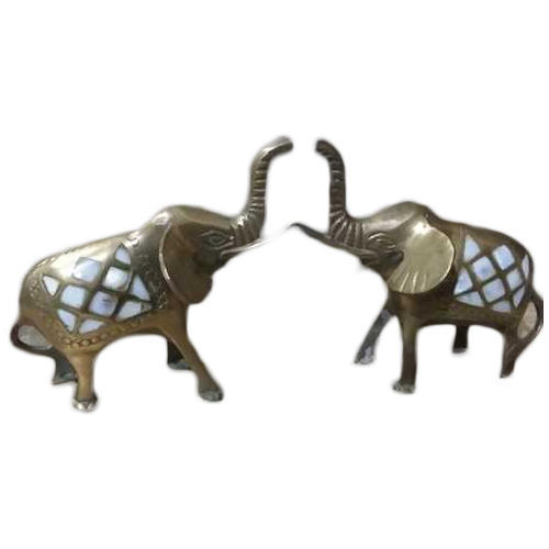 Polished Brass Elephant Pair