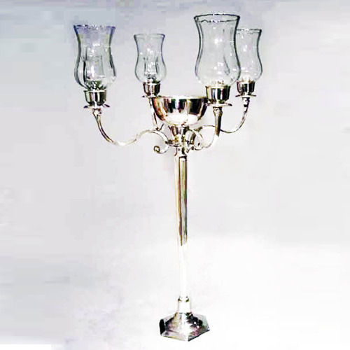 Silver Polished Aluminum Candle Stand