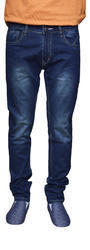 Summer Slim Fit 2% Lycra Mens Solid Blue Denim Jeans