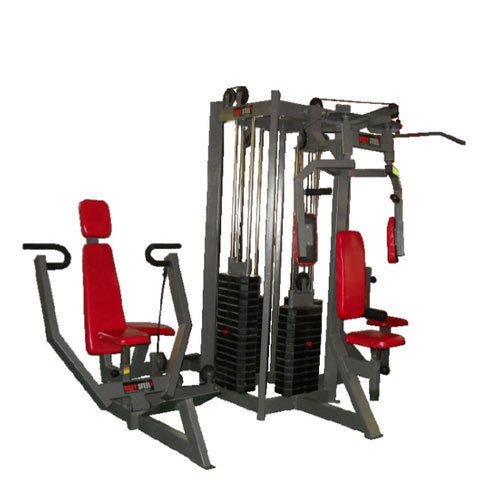 4 Station Multi Gym - Durable Steel Frame, Compact Design, Multi-Functional Stations | Triceps Press Down, Smith Machines, Chin-Up Bar