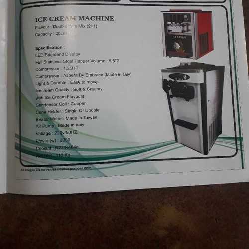 Ice Cream Machine With Full Stainless Steel Hooper