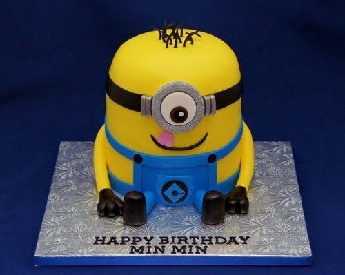 Minion Cake Eggless 3 D Cake In Fondant Finish