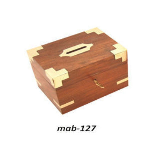 Rectangular Handcrafted Wooden Money Box