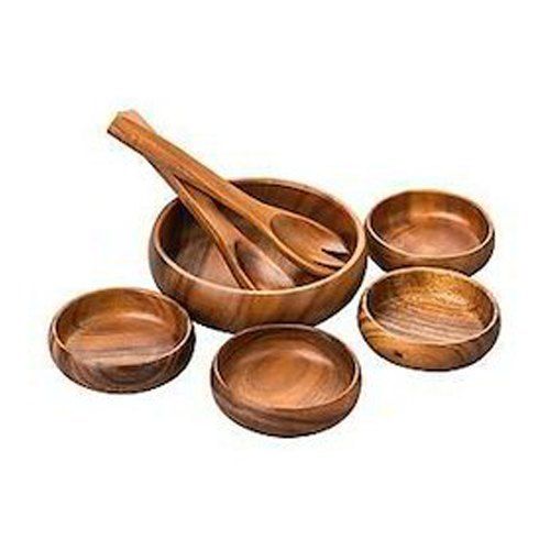 Brown Plain Wooden Salad Bowl