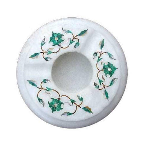 Floral Inlayed Marble Ashtray