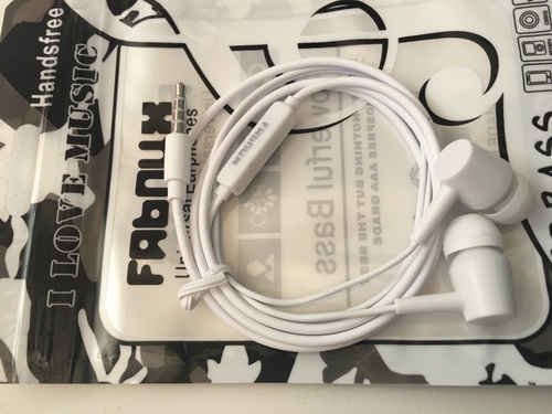 Fabnux Fab2 Universal Earphone - Designer Flat Wire, Black & White Color, High Sound & Bass, Long Lasting, Tangle Free Design