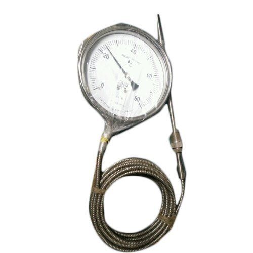 Mercury Filled Temperature Gauges - Stainless Steel, 100 mm Dial Size, Measuring Range 0 to 80 Degree Celsius, Corrosion Resistant Design