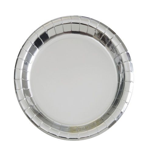 Silver Foil Paper Plate - Round Shape, 5-12 Inch Sizes | Quality Paper Material, Silver Color, 35-50 Pieces Per Pack