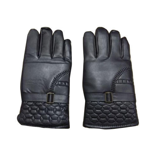 Winter Mens Black Leather Hand Gloves