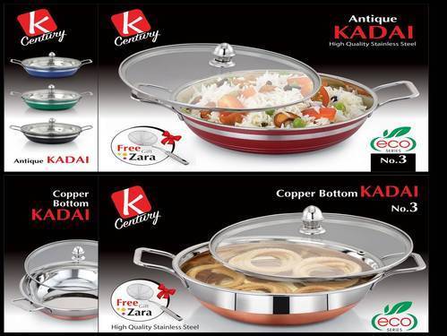 Stainless Steel Kadai With Glass Lids Usage: Cooking