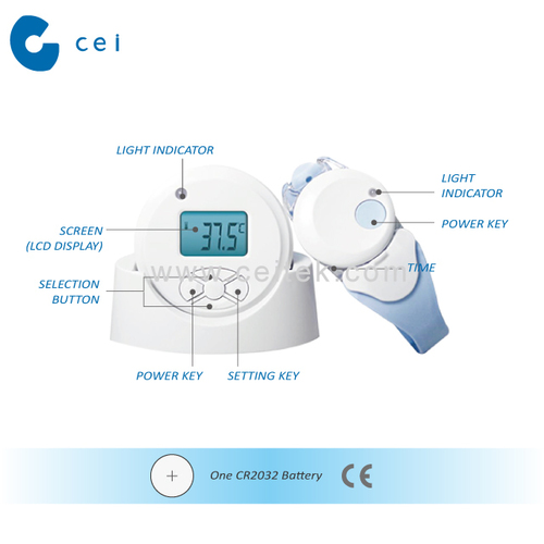Blue Wireless Baby Temperature Monitor Alarm Clock Thermometer