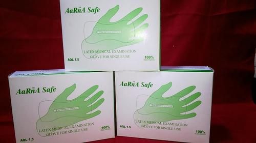 White Aarna Safe Latex Examination Gloves