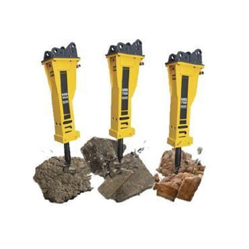 Hydraulic Rock Breaker - SB-81 Model, 140-180 l/min Oil Flow Rate, 600 bpm Impact Rate, 1860 kg Weight, 140 mm Chisel Diameter | Ideal for Mining and Demolition with 6 Months Warranty