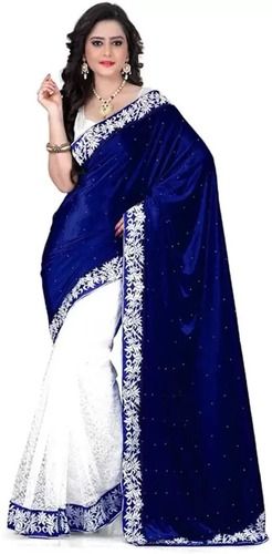 Orange And Pink Blue White Saree For Women