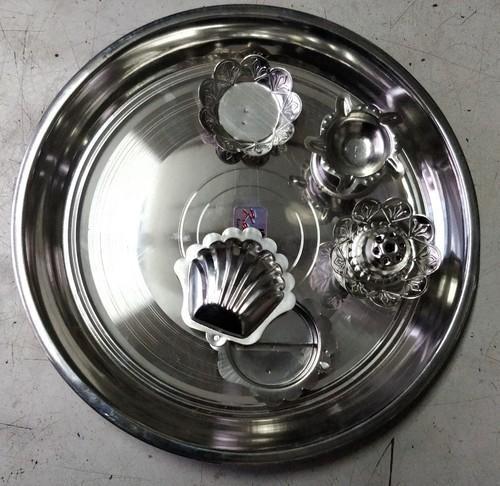 Silver Stainless Steel Pooja Thali