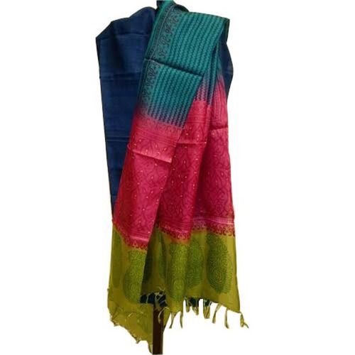 Multicolor Plain Cotton Dupatta