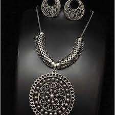 Fancy Necklace Set - Oxidized Metal Design | Elegant Silver Finish for Stylish Accessories