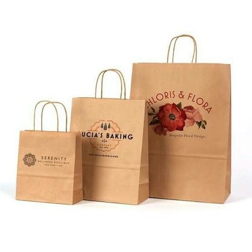 Khaki Plain Pattern Paper Bags