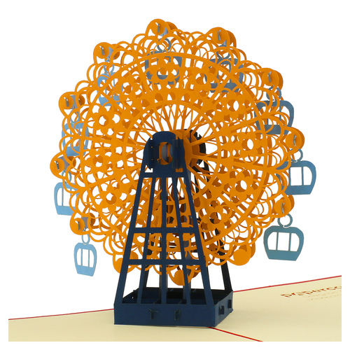 Ferris Wheel 3D Pop Up Card For Anniversary, Love, Wedding, Birthday Size: 13X18