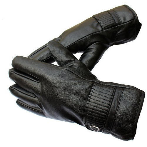 Leather Black Color Shock Proof Hand Gloves