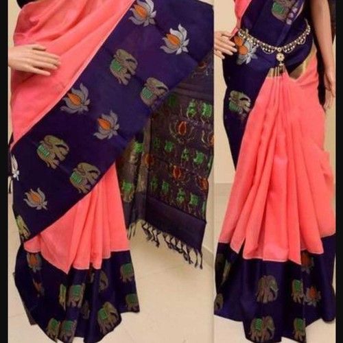 Ladies Printed Silk Sarees - Cotton Silk, Multicolor | Anti-Wrinkle, Comfortable, Attractive Pattern