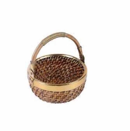 Handmade Cane Basket With Brass