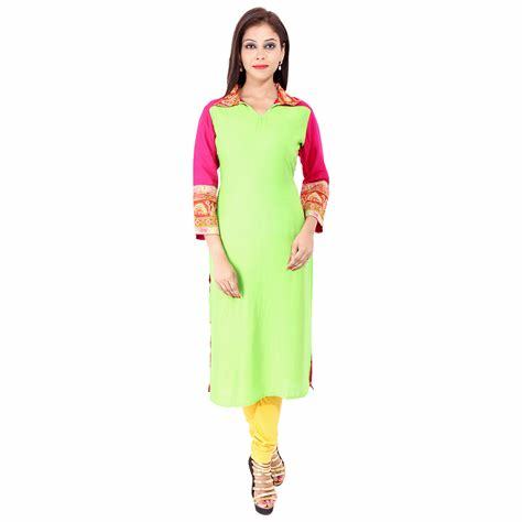 Green And Pink 3/4 Sleeve Fancy Kurtis