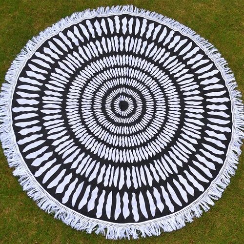Apsara Mandala Print Indian 100% Cotton Roundie With Tassels
