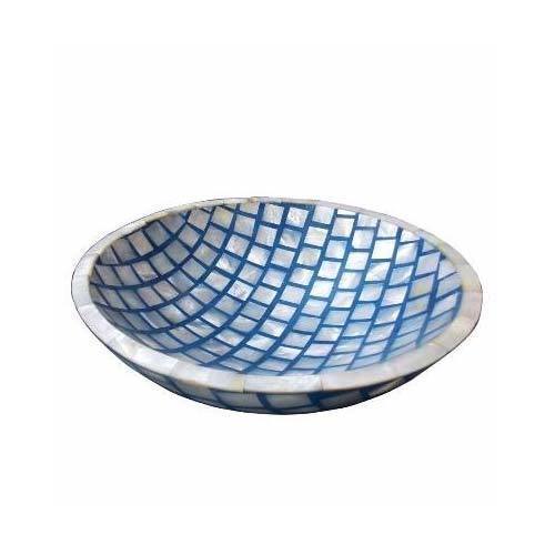 Whit And Blue Designer Round Mop Fruit Bowl