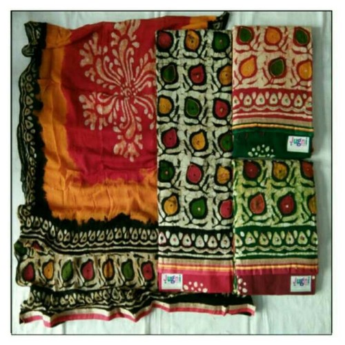 Custom Color Choice Pure Dupatta With Batik Print And Khatla Work