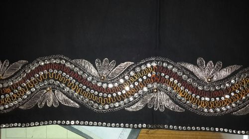 Black Trendy Design Hand Embroidered Scarf