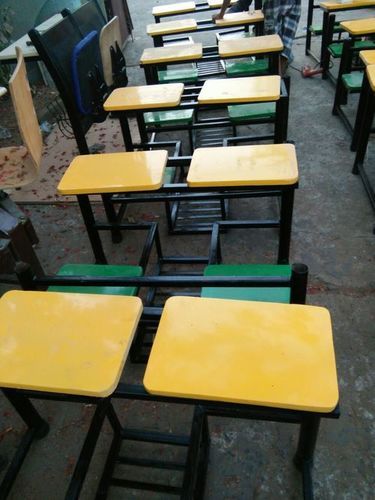 Wooden and Metal School Bench and Desk
