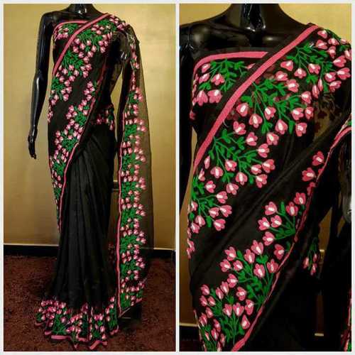 Black Hand Work Ladies Aari Work Saree