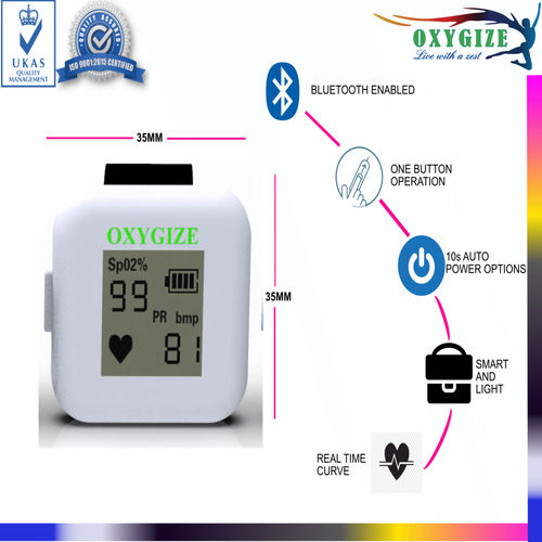 Oxygize Ring Oximeter With Bluetooth Spo2 And Pulse Rate Checker Dimension(L*W*H): 35(H)X35(W)X20(D)Mm Millimeter (Mm)