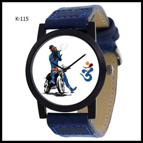 Black And White Boys Fashion Wrist Watch With Belt