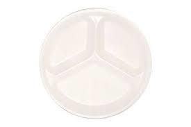 Round Shape Disposable Plate With 3 Compartment