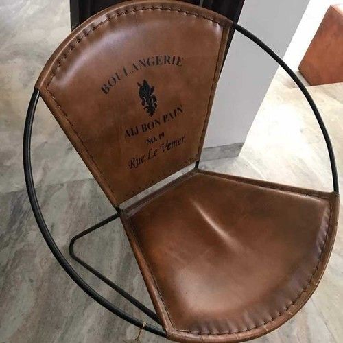 Round Iron Leather Chair