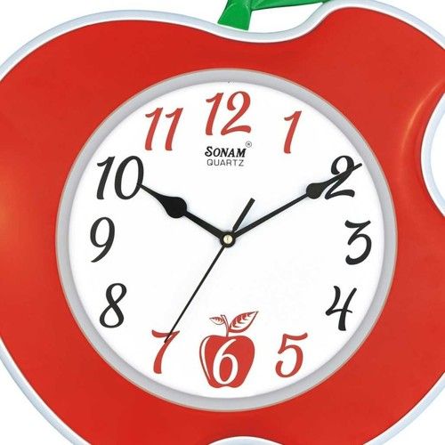 Red Apple Design Plastic Wall Clock