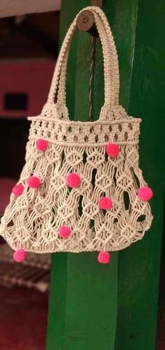 Handmade Crochet Bags With Pom Pom