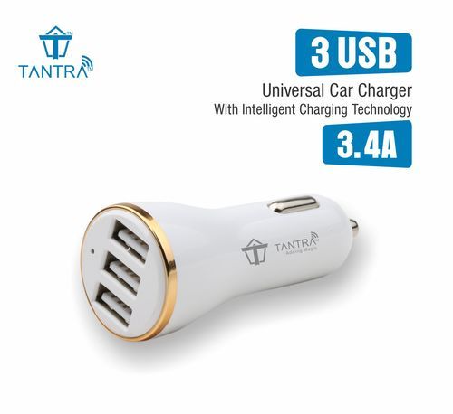 3.4 Amp Universal 3 Usb (White) Car Charger (Tantra) Suitable For: Mobile