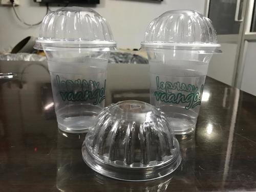 Transparent Plastic Juice Glass With Dome Lid