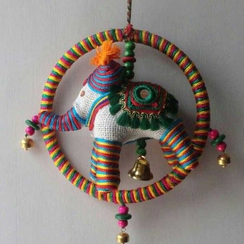 Decorative Single Round Ring Wall Hanging With Resham Work