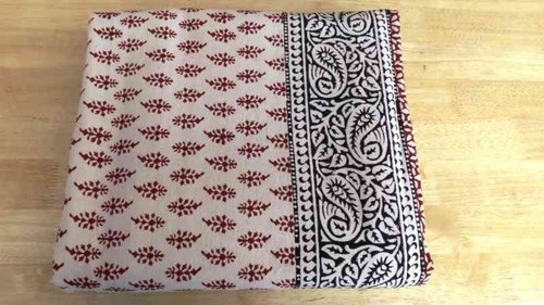 Handblock Printed Bed Sheet - 100% Cotton, Full Size, Multicolor | Washable, Embroidered Pattern for Bedding & Home Use