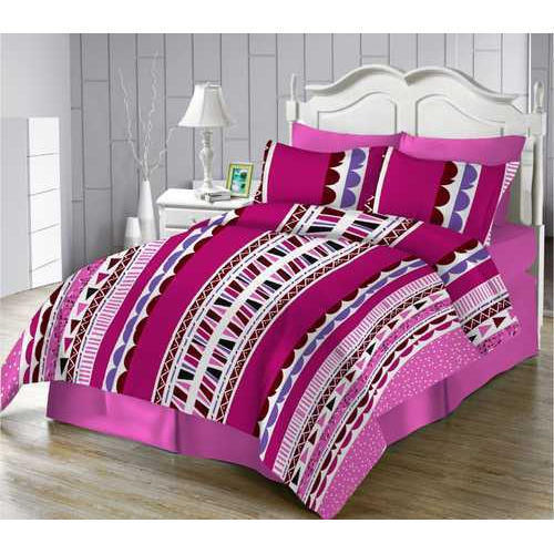 Breathable Pink Printed Bed Sheet