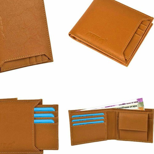 Genuine Leather Bifold Wallet - Regular Size Brown Color | Dual Compartments for Notes and Coins Three Card Slots Modern Fashion Design