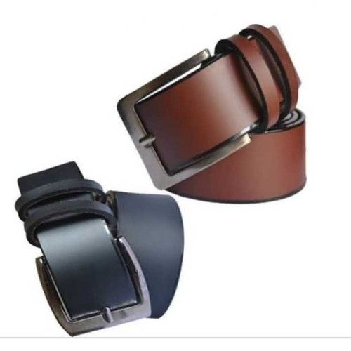 Black And Brown Fine Finish Plain Men Leather Belt