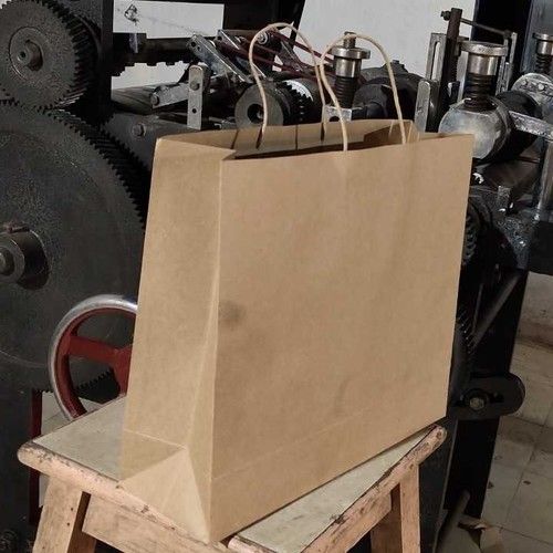 Brown Flat Bottom Paper Carry Bag With Paper Thread Handle 180Gsm