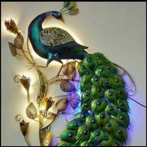 Multi Color And Single Color Iron Wall Decor Peacock Led