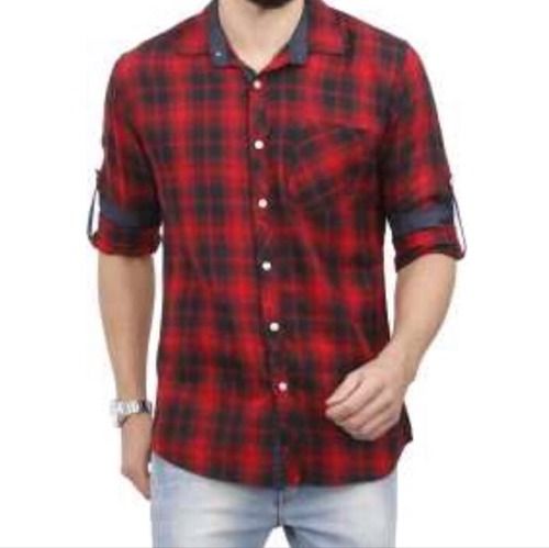 Men Check Casual Shirts Collar Style: Standard