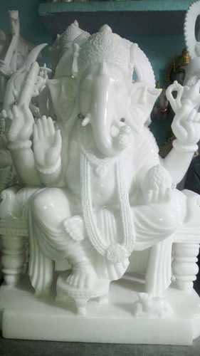 Durable Pure White Vietnam Marble Ganesh Statue